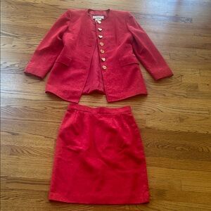 Yves Saint Laurent Vintage and Authentic Red Suit and Skirt Size 6